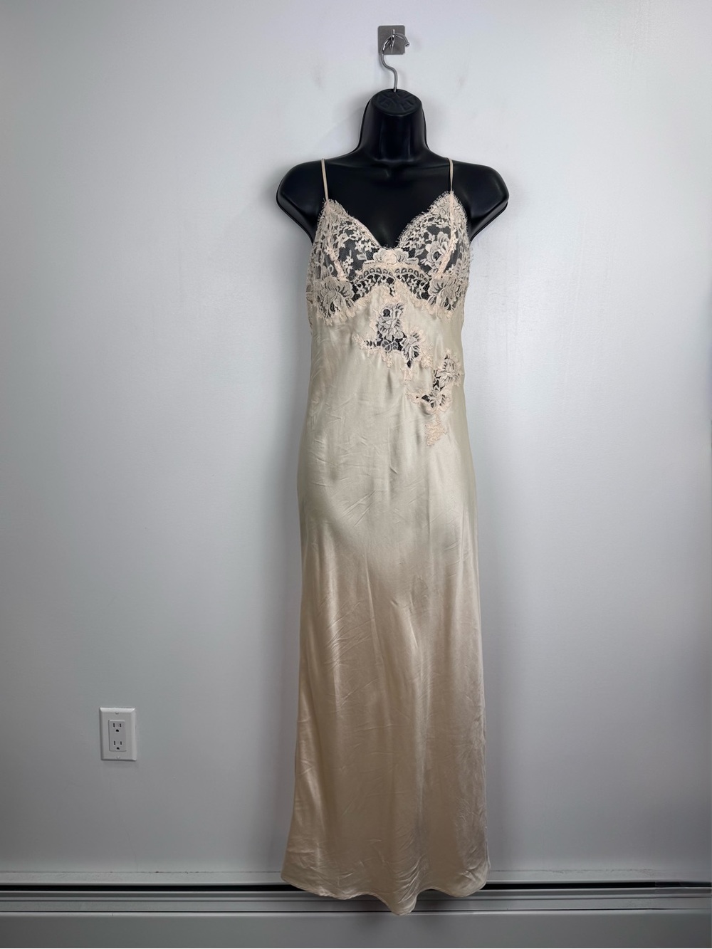 Marjolaine Women Y2K Silk Lace Trim Maxi Dress Size 38 (US 6)